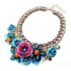 Luxury Resin Beads Metal Flower Statement Choker Necklace Multicolor