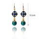 Luxury Retro Dangle Earrings Cloisonne Flower Agate Handmade Gold Earring for Women Ethnic Jewelry