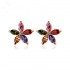 Luxury Rose Gold Earring Colorful Zirconia Flower Stud Earrings Classic Fine Jewelry for Women