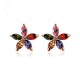 Luxury Rose Gold Earring Colorful Zirconia Flower Stud Earrings Classic Fine Jewelry for Women