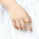 Luxury Sterling 24K Gold Plated Unique Screw Thread Three Round Overlapping Rings Women Jewelry