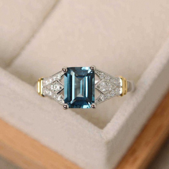 Luxury Topaz Stone Silver Rings Gemstone Zircon Romantic Ring Gift For Women