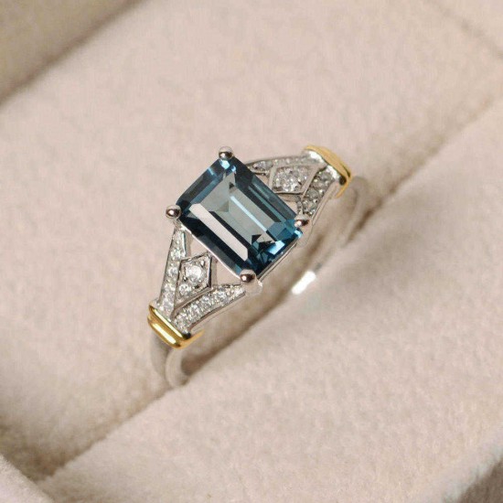 Luxury Topaz Stone Silver Rings Gemstone Zircon Romantic Ring Gift For Women