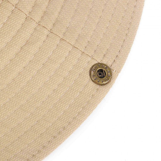 Men Breathable Cotton Wide Brimmed Bucket Hat Outdoor UV Resistence Fisherman Cap