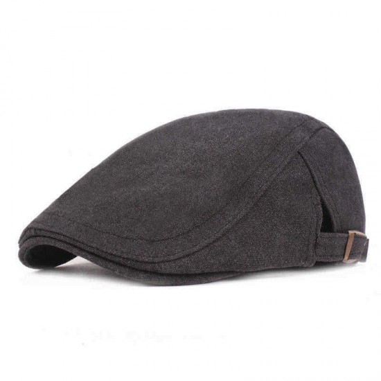 Men Cotton Beret Caps Forward Caps Outdoor Travel Hats Solid Berets