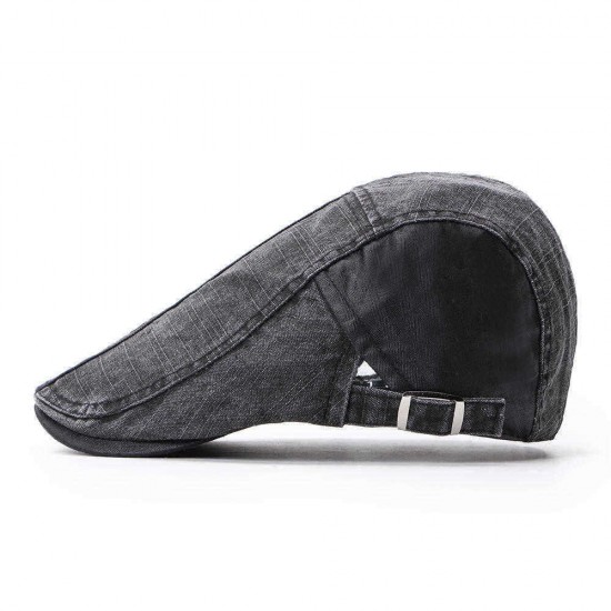 Men Cotton Letter Embroidered Adjustable Painter Beret Hat Newsboy Cabbie Flat Caps