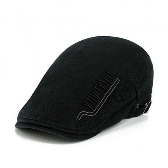 Men Cotton Letter Embroidered Double-Sided Adjustable Painter Beret Hat Newsboy Flat Caps