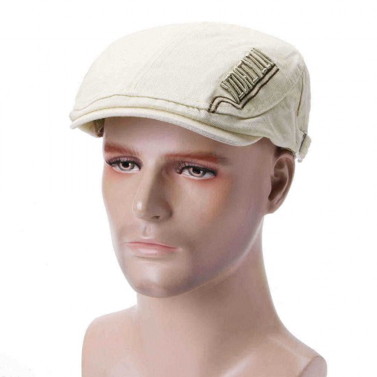 Men Cotton Letter Embroidered Double-Sided Adjustable Painter Beret Hat Newsboy Flat Caps