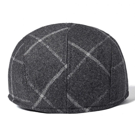 Men Cotton Retro Plaid Painter Beret Hat Outdoor Winter Newsboy Ivy Flat Caps