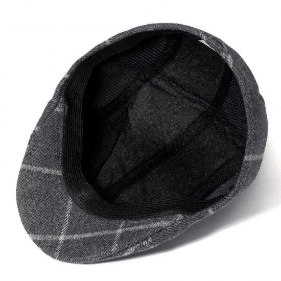 Men Cotton Retro Plaid Painter Beret Hat Outdoor Winter Newsboy Ivy Flat Caps