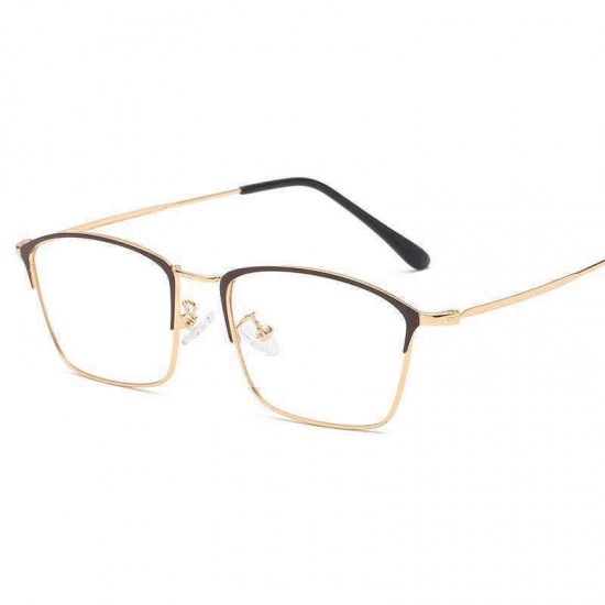 Men Light Metal PC Anti-fatigue Anti-blue Light Vogue Square Clear Lens Optical Glasses