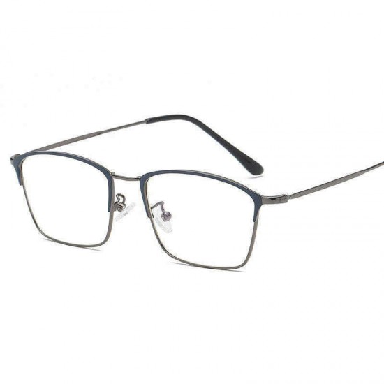 Men Light Metal PC Anti-fatigue Anti-blue Light Vogue Square Clear Lens Optical Glasses