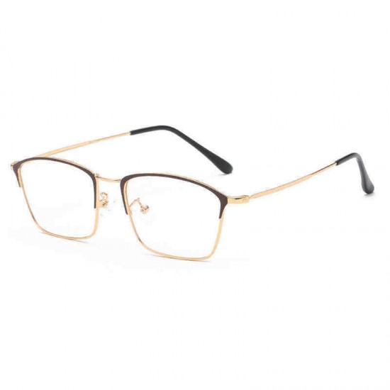 Men Light Metal PC Anti-fatigue Anti-blue Light Vogue Square Clear Lens Optical Glasses