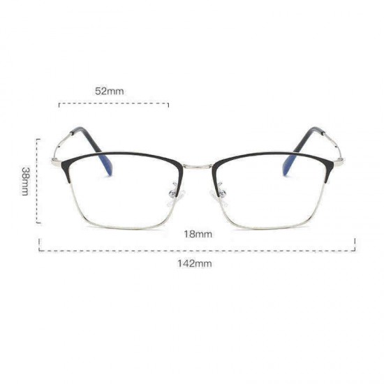 Men Light Metal PC Anti-fatigue Anti-blue Light Vogue Square Clear Lens Optical Glasses