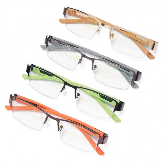 Men Metal Anti-fatigue Progressive Color Change Multi-focus Far And Near Use Reading Glasses