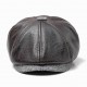 Men Middle-aged Artificial Leather Painter Beret Caps Warm Adjustable Newsboy Hunting Hat