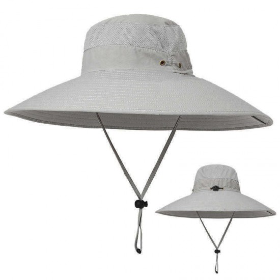 Men Outdoor Mesh Breathable Sunscreen Wide Brim UV Protection Fishing Sun Hat