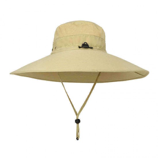 Men Outdoor Mesh Breathable Sunscreen Wide Brim UV Protection Fishing Sun Hat