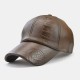 Men PU Leather Retro Baseball Cap Printed With Logo Outdoor Warm Cap