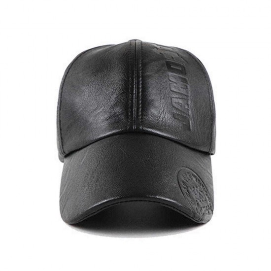 Men PU Leather Retro Baseball Cap Printed With Logo Outdoor Warm Cap