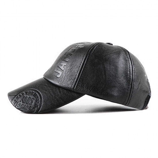 Men PU Leather Retro Baseball Cap Printed With Logo Outdoor Warm Cap