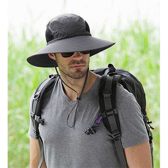 Men Plus Size Sunscreen Wide Brim UV Protection Fishing Hat Outdoor Summer Sun Hat