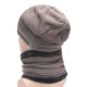 Men Plus Velvet Knit Hat Scarf Set Vintage Winter Thicken Earmuffs Beanie Hat With Neck Cover