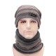 Men Plus Velvet Knit Hat Scarf Set Vintage Winter Thicken Earmuffs Beanie Hat With Neck Cover