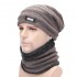 Men Plus Velvet Knit Hat Scarf Set Vintage Winter Thicken Earmuffs Beanie Hat With Neck Cover