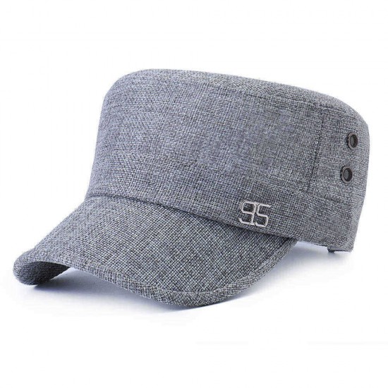 Men Simple Vogue Linen Solid Color Flat Hats Sunshade Casual Outdoors Adjustable Caps