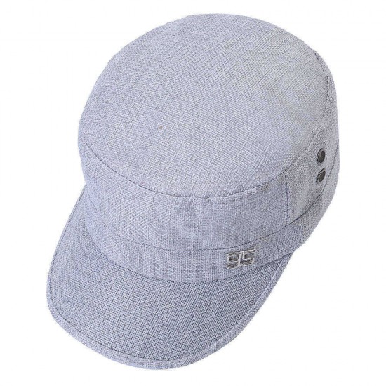 Men Simple Vogue Linen Solid Color Flat Hats Sunshade Casual Outdoors Adjustable Caps