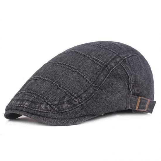 Men Summer Denim Beret Caps Forward Caps Outdoor Travel Visors Retro Hat