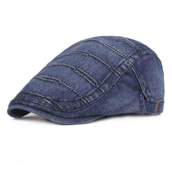 Men Summer Denim Beret Caps Forward Caps Outdoor Travel Visors Retro Hat