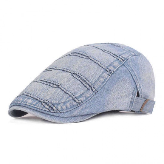 Men Summer Denim Beret Caps Forward Caps Outdoor Travel Visors Retro Hat