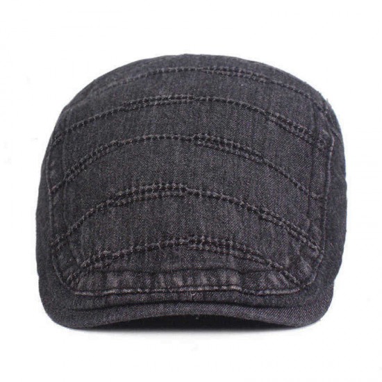 Men Summer Denim Beret Caps Forward Caps Outdoor Travel Visors Retro Hat