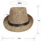 Men Summer Woven Straw Hat Outdoor Sun Protection Wild Brimmed Jazz Hat Visor