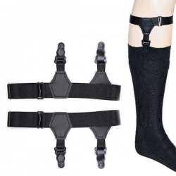 Men Two Clips Sock Holder Stays Casual Adjustable Suspenders Long Tube Socks Braces Belt