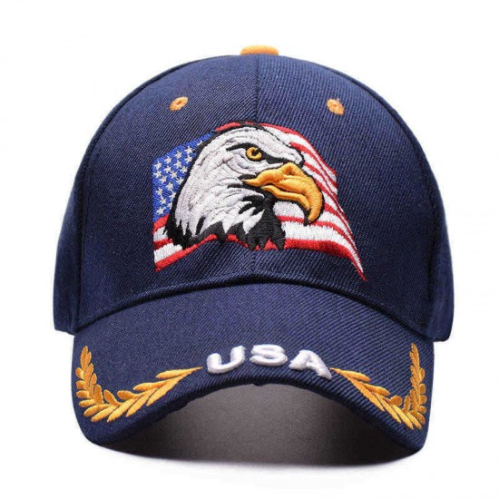 Men Unisex Outdoor Baseball Cap USA Eagle Embroidery Cotton Breathable Visor Cap