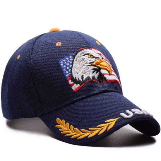 Men Unisex Outdoor Baseball Cap USA Eagle Embroidery Cotton Breathable Visor Cap