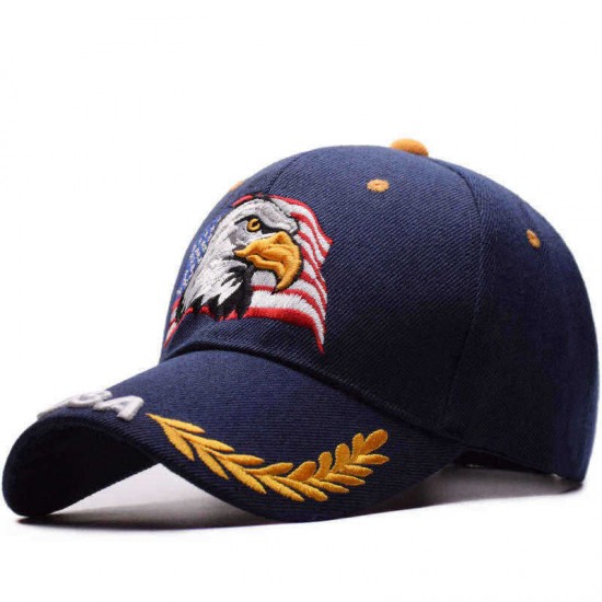 Men Unisex Outdoor Baseball Cap USA Eagle Embroidery Cotton Breathable Visor Cap