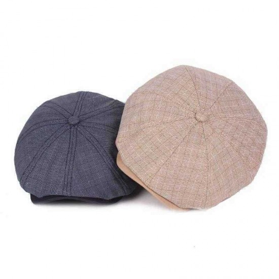 Men Visor Linen Newsboy Beret Caps Outdoor Casual Cabbie Ivy Flat Hat