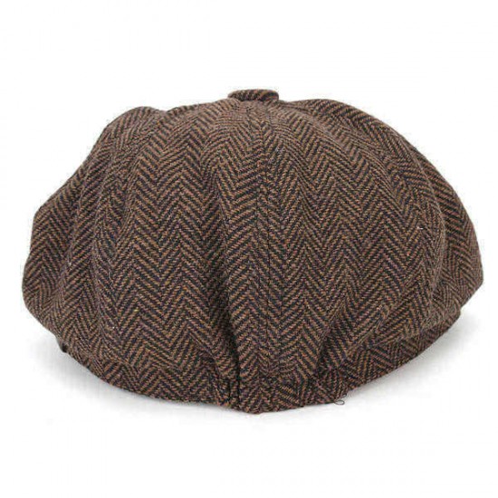 Men Visor Woolen Blending Newsboy Beret Caps Outdoor Casual Winter Cabbie Ivy Flat Hat