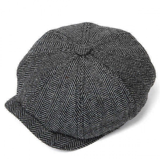 Men Visor Woolen Blending Newsboy Beret Caps Outdoor Casual Winter Cabbie Ivy Flat Hat