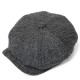 Men Visor Woolen Blending Newsboy Beret Caps Outdoor Casual Winter Cabbie Ivy Flat Hat