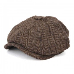 Men Visor Woolen Blending Newsboy Beret Caps Outdoor Casual Winter Cabbie Ivy Flat Hat