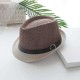 Men Vogue Color Matching Polyester Crimping Jazz Hat Bucket Hat Beach Cap Travel Breathable Sun Hat