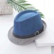 Men Vogue Color Matching Polyester Crimping Jazz Hat Bucket Hat Beach Cap Travel Breathable Sun Hat