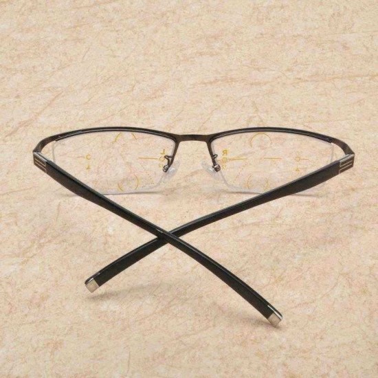 Men Vogue Vintage Multi-focus Look Far And Near Multifunctional Metal Reading Glasses