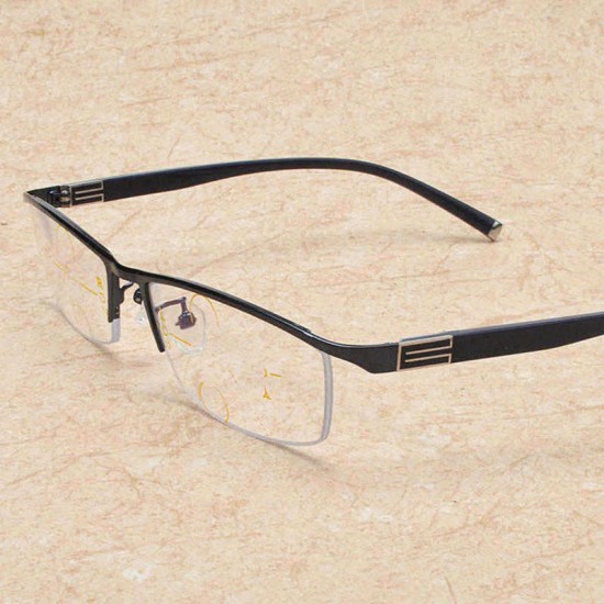 Men Vogue Vintage Multi-focus Look Far And Near Multifunctional Metal Reading Glasses