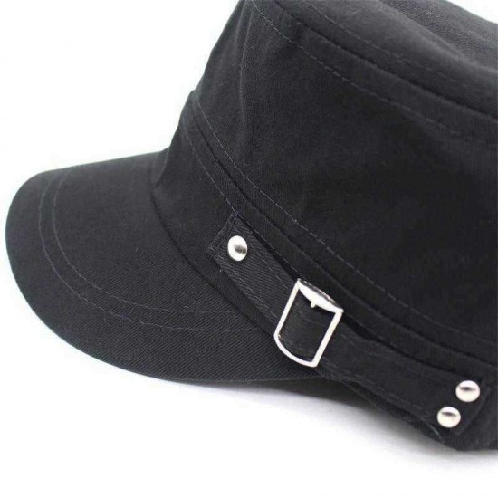 Men Washed Cotton Flat Top Hats Adjustbale Fashion Outdoor Military Army Cap Peaked Cap Visor